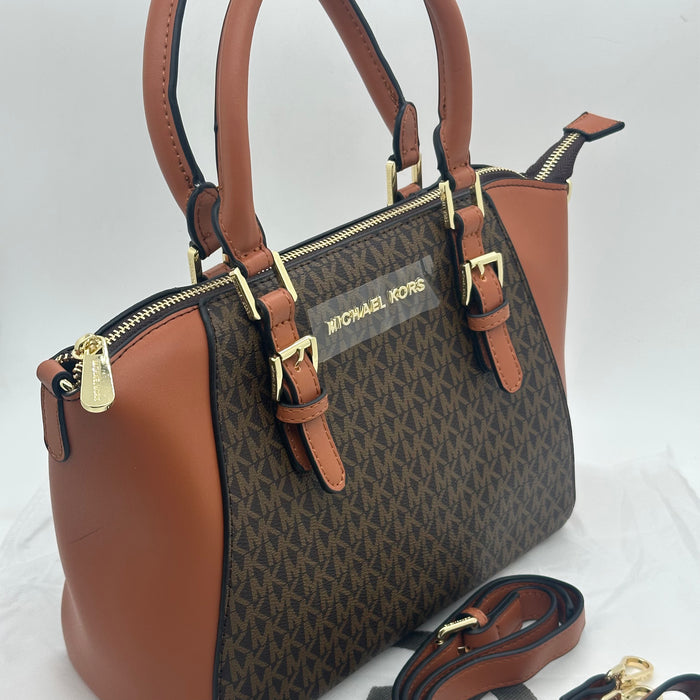 Michael Kors Mercer Medium Satchel Bag – Signature MK Canvas & Leather