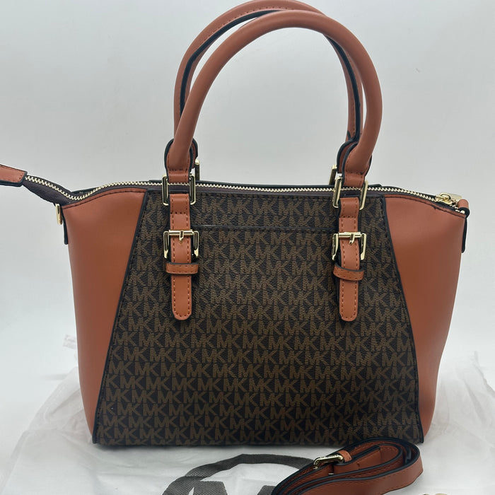 Michael Kors Mercer Medium Satchel Bag – Signature MK Canvas & Leather