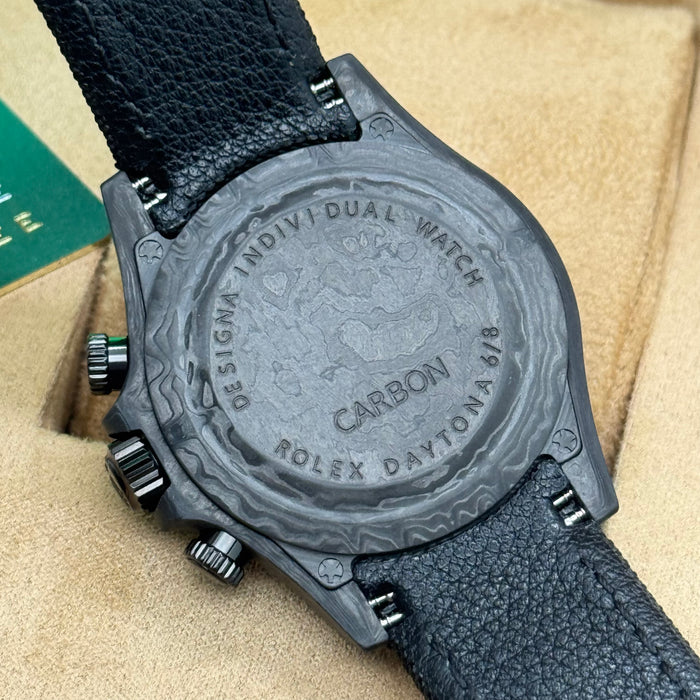 Rolex Daytouna Luxury Skeleton Carbon Chronograph Watch – Black Case | Swiss Automatic Style