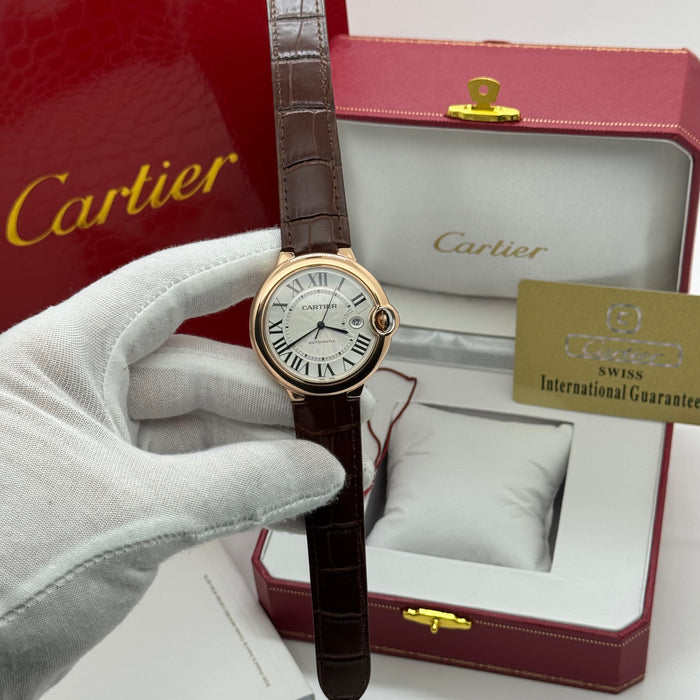 Cartier Classic Rose Gold Automatic Watch 42MM – White Dial – Classic Roman Design