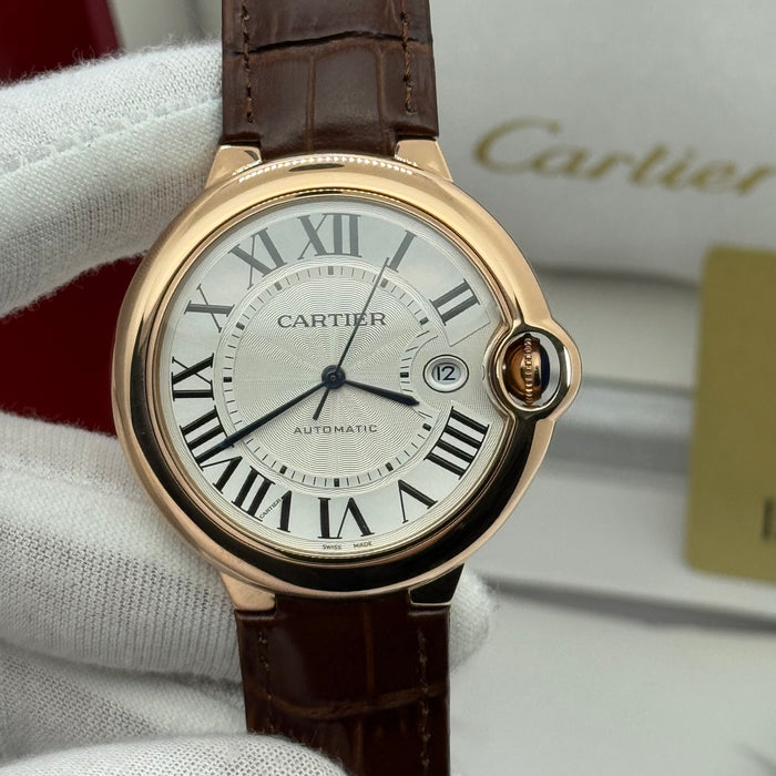 Cartier Classic Rose Gold Automatic Watch 42MM – White Dial – Classic Roman Design