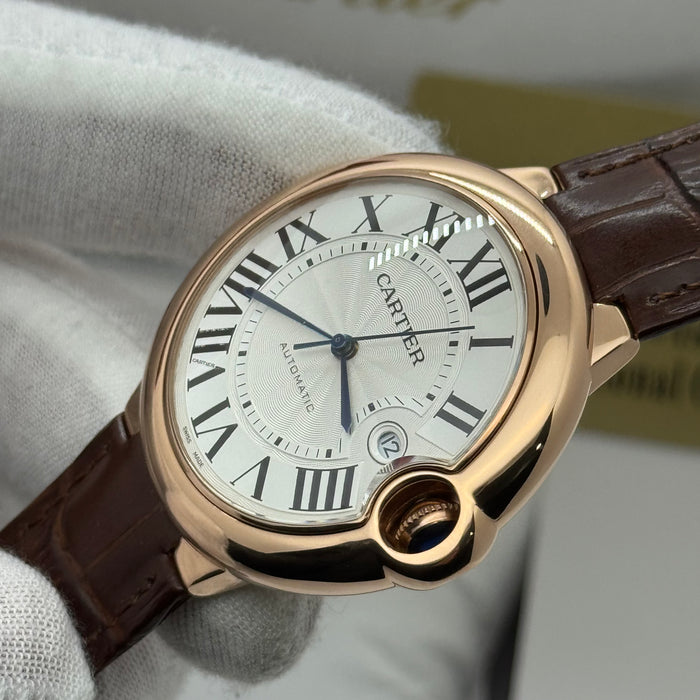 Cartier Classic Rose Gold Automatic Watch 42MM – White Dial – Classic Roman Design