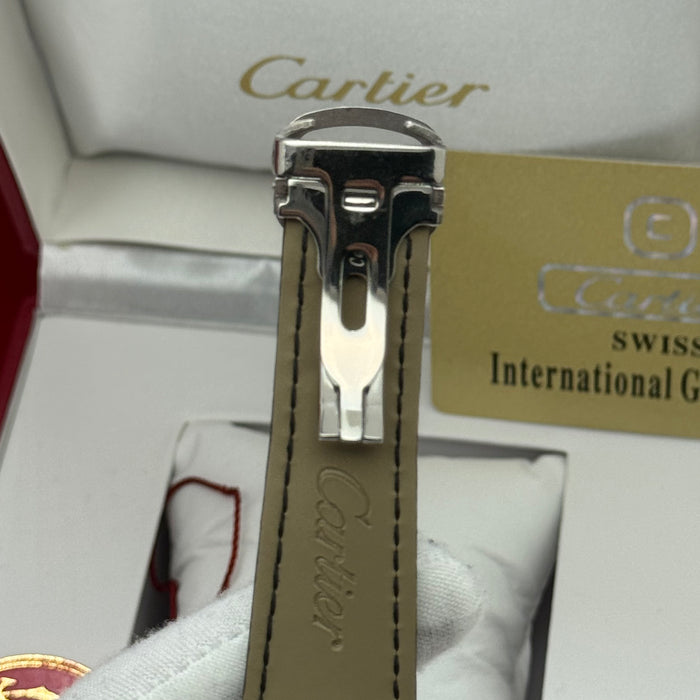 Cartier Skeleton Automatic Watch with Moonphase – Silver Case – Roman Numerals