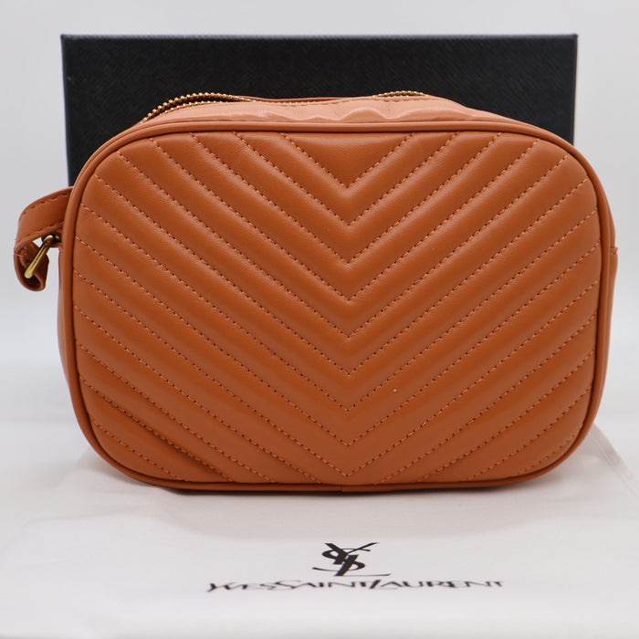 Saint Laurent Lou Camera Bag in Red Chevron Leather with Gold Hardware