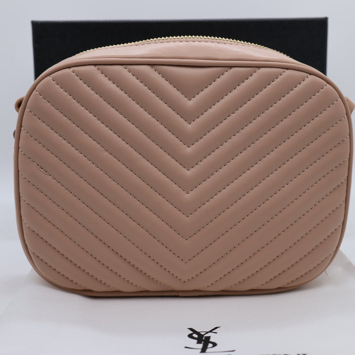 Saint Laurent Lou Camera Bag in Red Chevron Leather with Gold Hardware