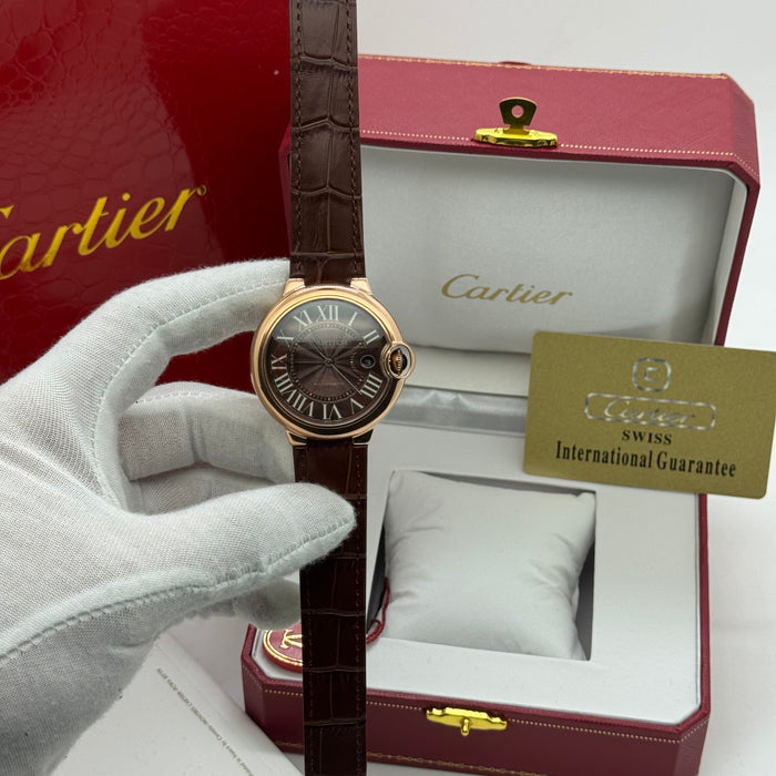 Cartier Automatic Classic Date Watch – Rose Gold Case, Brown Leather Strap