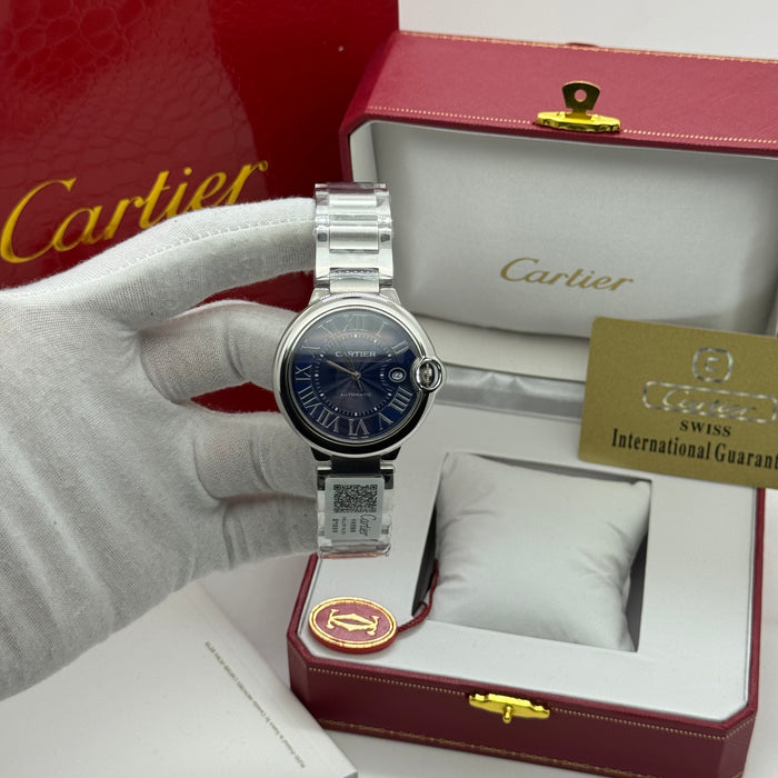 Cartier Automatic Classic Date Watch – Stainless Steel Case & Bracelet, Blue Dial