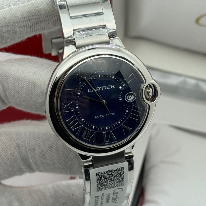 Cartier Automatic Classic Date Watch – Stainless Steel Case & Bracelet, Blue Dial