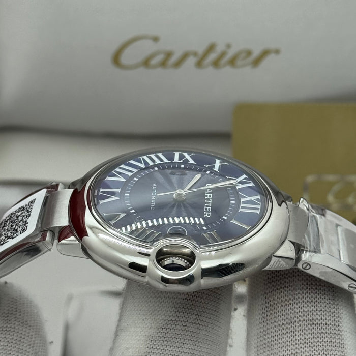 Cartier Automatic Classic Date Watch – Stainless Steel Case & Bracelet, Blue Dial