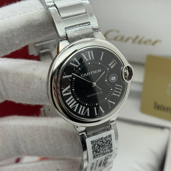 Cartier Automatic Classic Date Watch – Stainless Steel Case & Bracelet, Black Dial