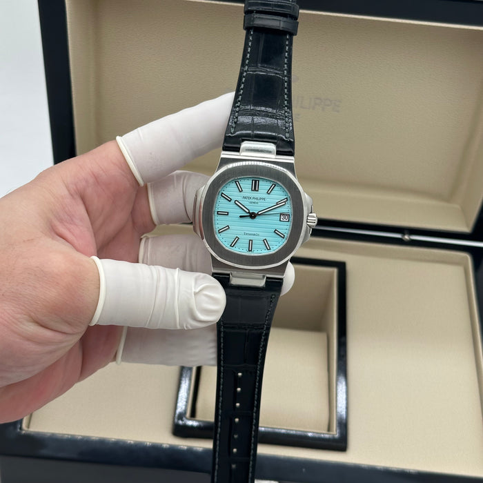 Patek Philippe Nautilus Tiffany Blue Swiss Super Clone – Black Leather Strap | Automatic Movement