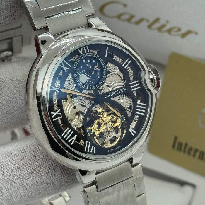 Cartier Skeleton Moonphase Automatic Watch – Rose Gold Steel Bracelet