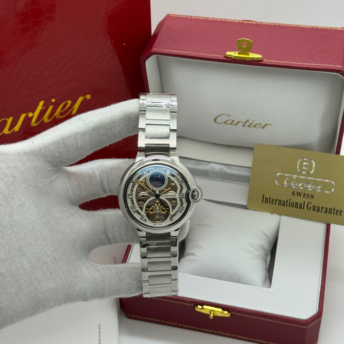 Cartier Skeleton Moonphase Automatic Watch – Stainless Steel Bracelet