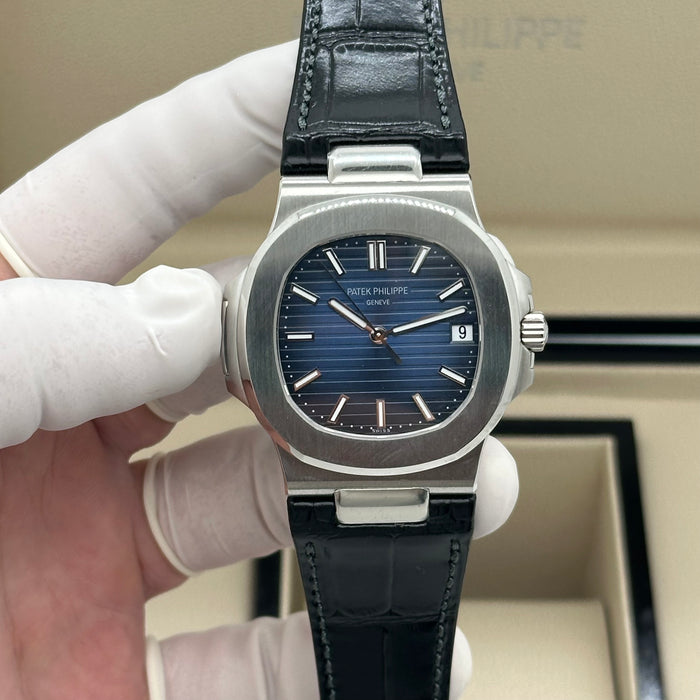 Patek Philippe Nautilus Blue Dial Swiss Super Clone – Black Leather Strap | Automatic Movement