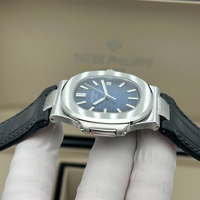 Patek Philippe Nautilus Blue Dial Swiss Super Clone – Black Leather Strap | Automatic Movement