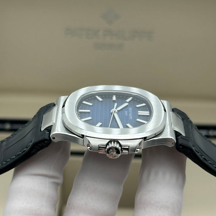 Patek Philippe Nautilus Blue Dial Swiss Super Clone – Black Leather Strap | Automatic Movement