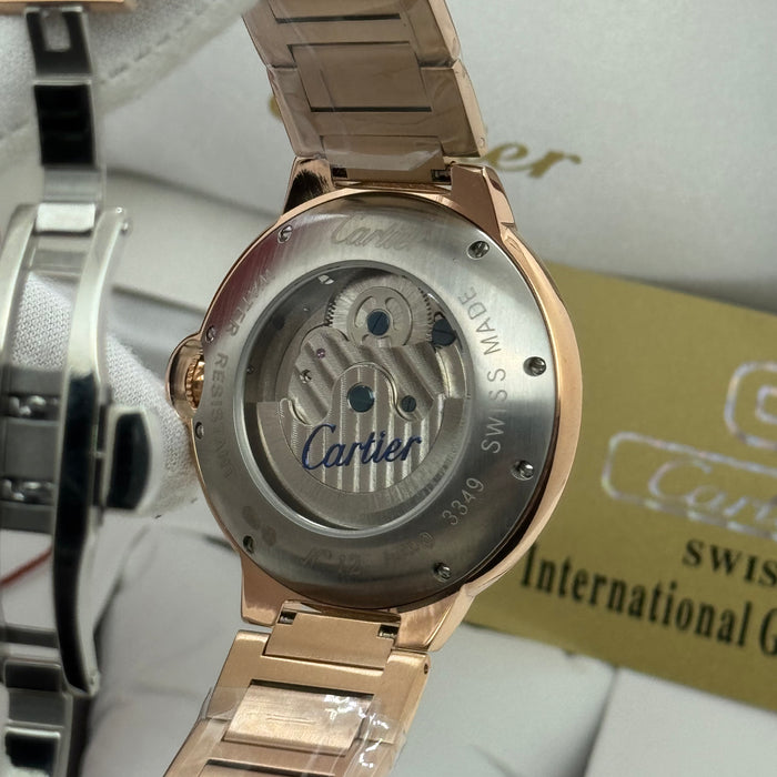 Cartier Skeleton Tourbillon Style | Automatic Mechanical Watch | Rose Gold / Silver Edition