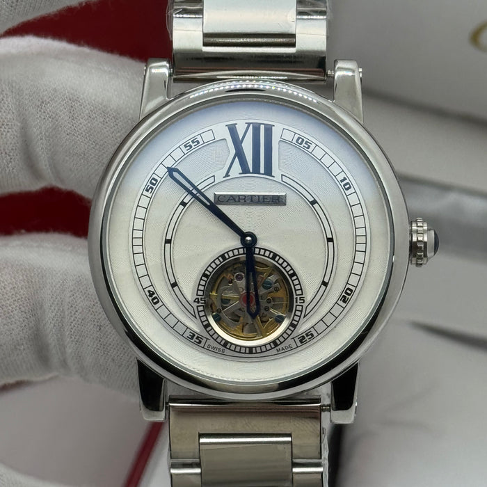 Cartier Ballon Bleu Skeleton Automatic Watch – Stainless Steel / Rose Gold Finish