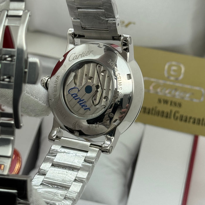 Cartier Automatic Skeleton Watch – Blue Dial, Stainless Steel Bracelet