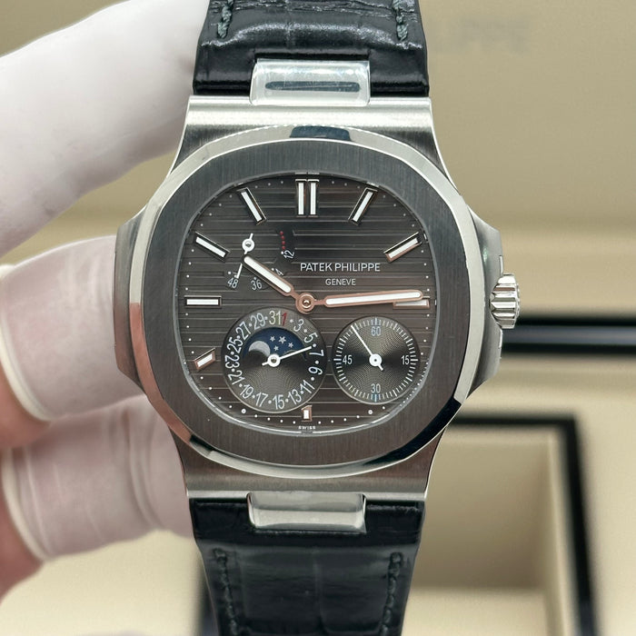 Patek Philippe Nautilus 5712 Moonphase Swiss Super Clone – Black Leather Strap | Automatic Movement