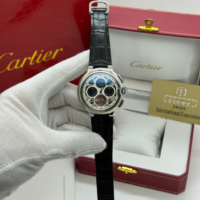 Cartier Automatic Chronograph Skeleton Watch – Leather Strap