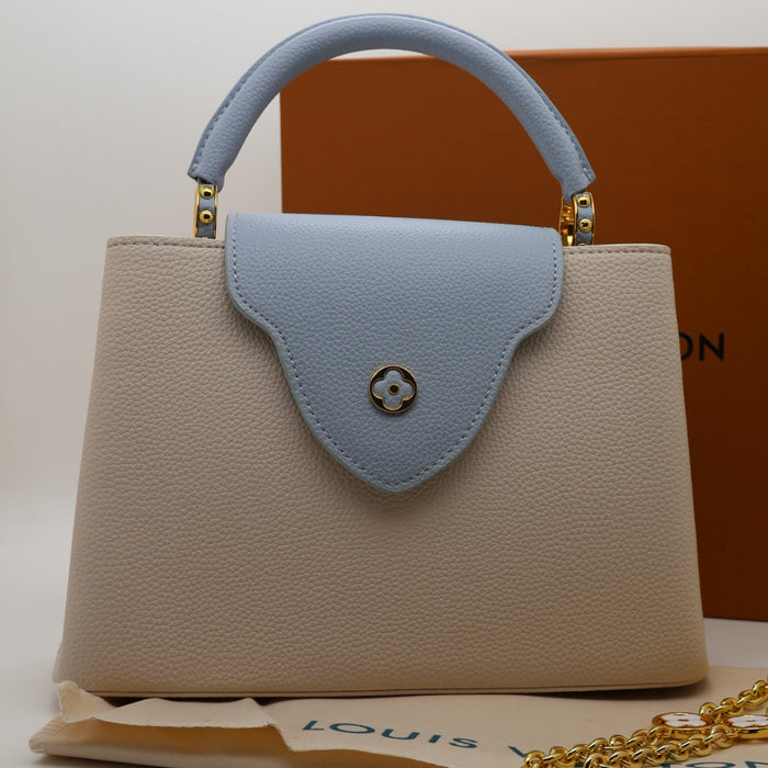 Louis Vuitton Capucines BB Bag – Two-Tone Grained Leather with Gold Details