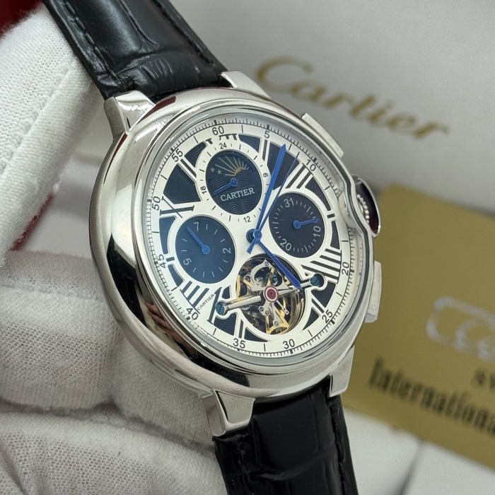 Cartier Automatic Chronograph Skeleton Watch – Leather Strap