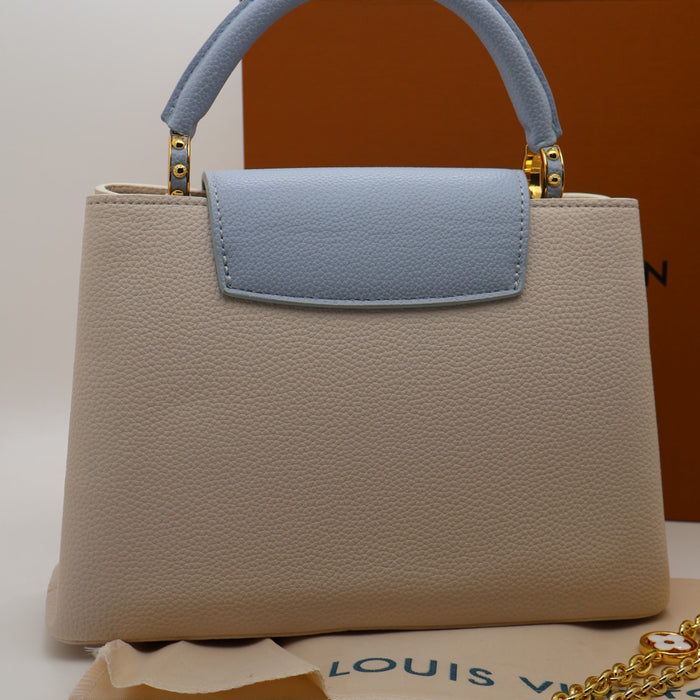 Louis Vuitton Capucines BB Bag – Two-Tone Grained Leather with Gold Details