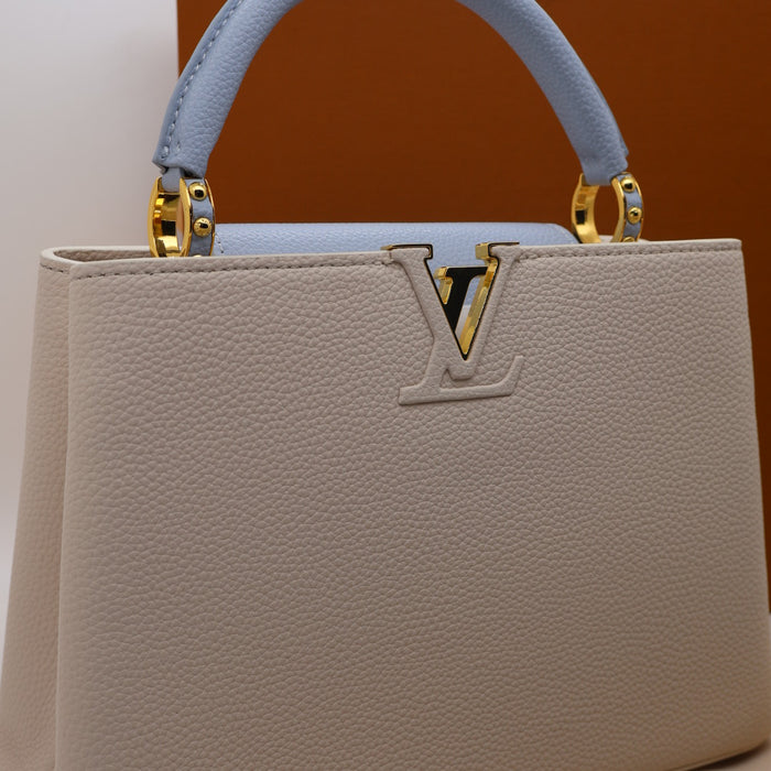 Louis Vuitton Capucines BB Bag – Two-Tone Grained Leather with Gold Details