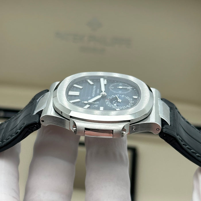 Patek Philippe Nautilus 5712 Blue Dial Moonphase Swiss Super Clone – Black Leather Strap | Automatic Movement