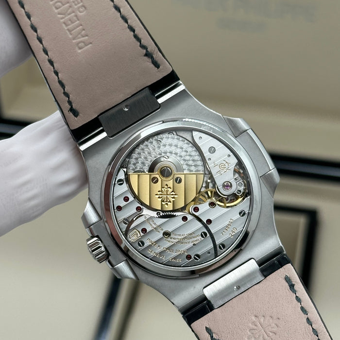 Patek Philippe Nautilus 5712 Blue Dial Moonphase Swiss Super Clone – Black Leather Strap | Automatic Movement