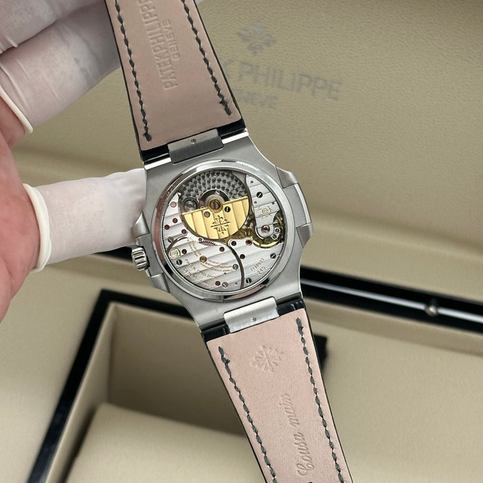 Patek Philippe Nautilus 5712 Blue Dial Moonphase Swiss Super Clone – Black Leather Strap | Automatic Movement