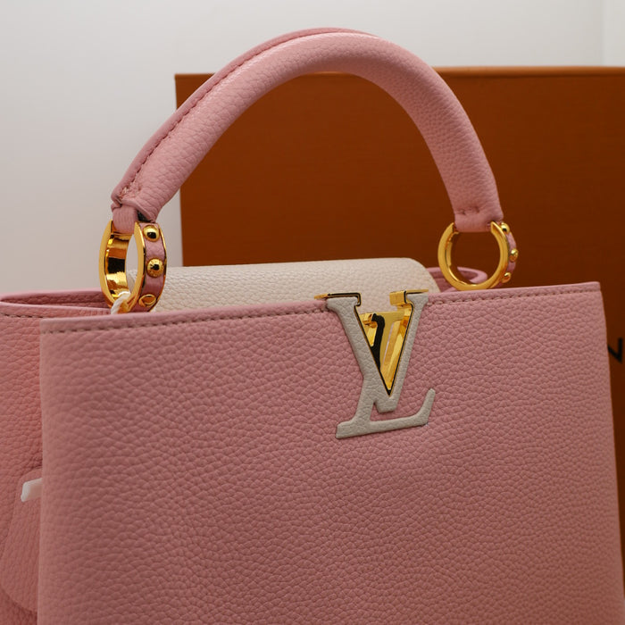 Louis Vuitton Capucines BB Bag – Two-Tone Grained Leather with Gold Details