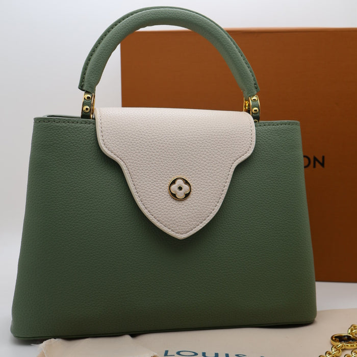 Louis Vuitton Capucines BB Bag – Two-Tone Grained Leather with Gold Details