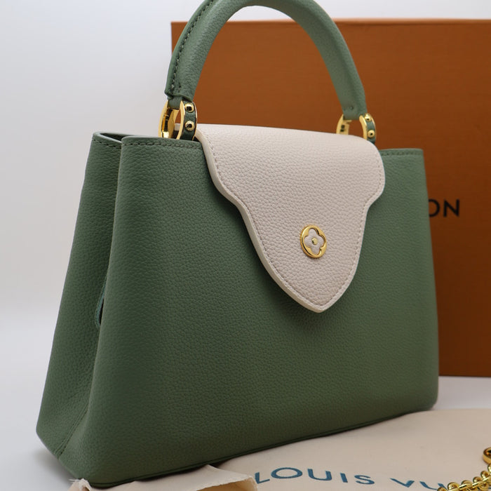 Louis Vuitton Capucines BB Bag – Two-Tone Grained Leather with Gold Details