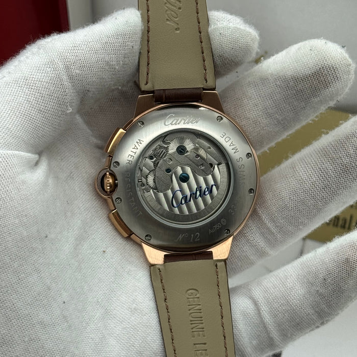 Cartier Automatic Chronograph Heritage Moonphase Watch – Rose Gold Case, Brown Leather Strap