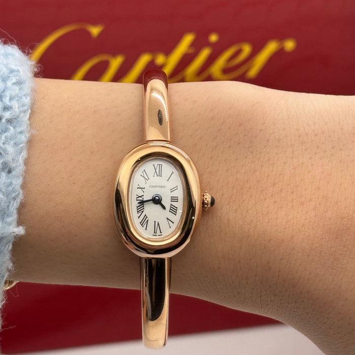 Cartier Oval Ladies Bangle Watch – Gold, Silver & Rose Gold Finish, Roman Dial