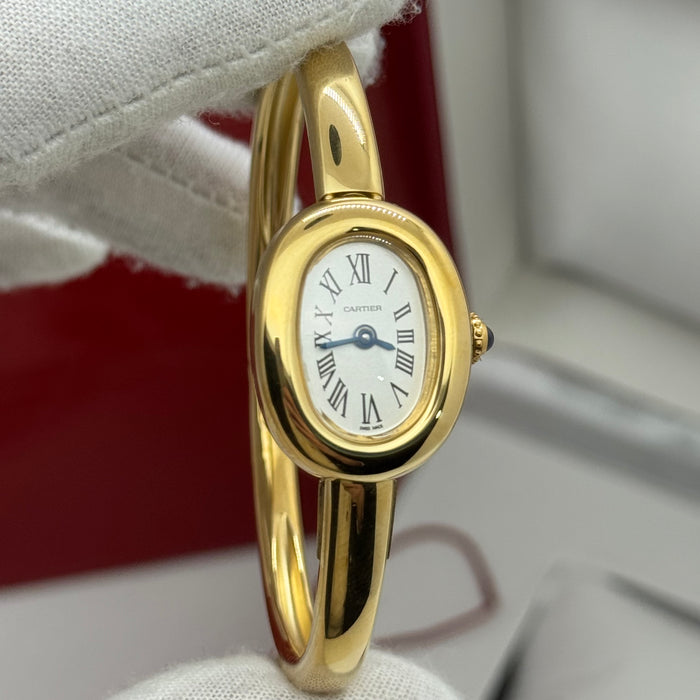 Cartier Oval Ladies Bangle Watch – Gold, Silver & Rose Gold Finish, Roman Dial