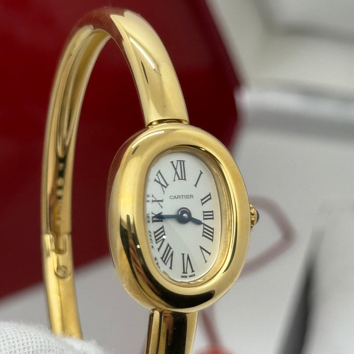 Cartier Oval Ladies Bangle Watch – Gold, Silver & Rose Gold Finish, Roman Dial