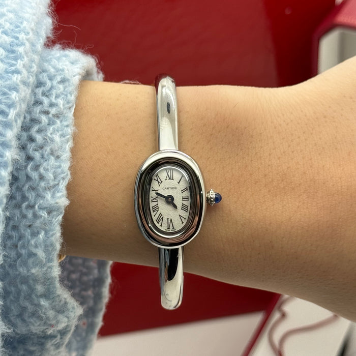 Cartier Oval Ladies Bangle Watch – Gold, Silver & Rose Gold Finish, Roman Dial