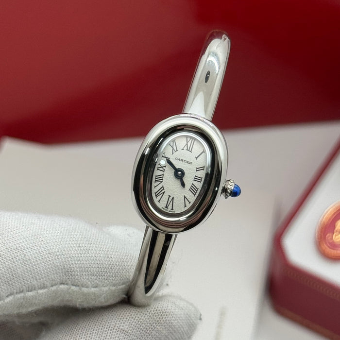 Cartier Oval Ladies Bangle Watch – Gold, Silver & Rose Gold Finish, Roman Dial