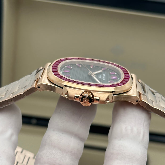 Patek Philippe Nautilus 5711 Ruby Bezel – Rose Gold | Swiss Super Clone Automatic