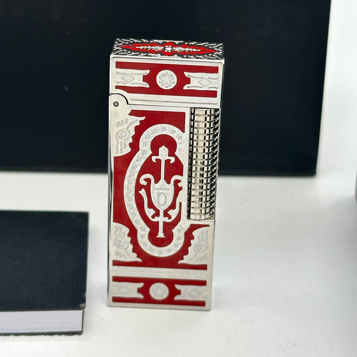 Dunhill Red & Silver Luxury Lighter – Enamel Edition | Swiss Made