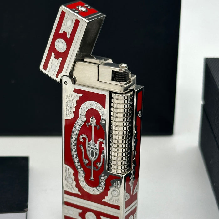 Dunhill Red & Silver Luxury Lighter – Enamel Edition | Swiss Made