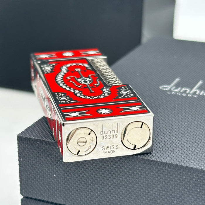 Dunhill Red & Silver Luxury Lighter – Enamel Edition | Swiss Made