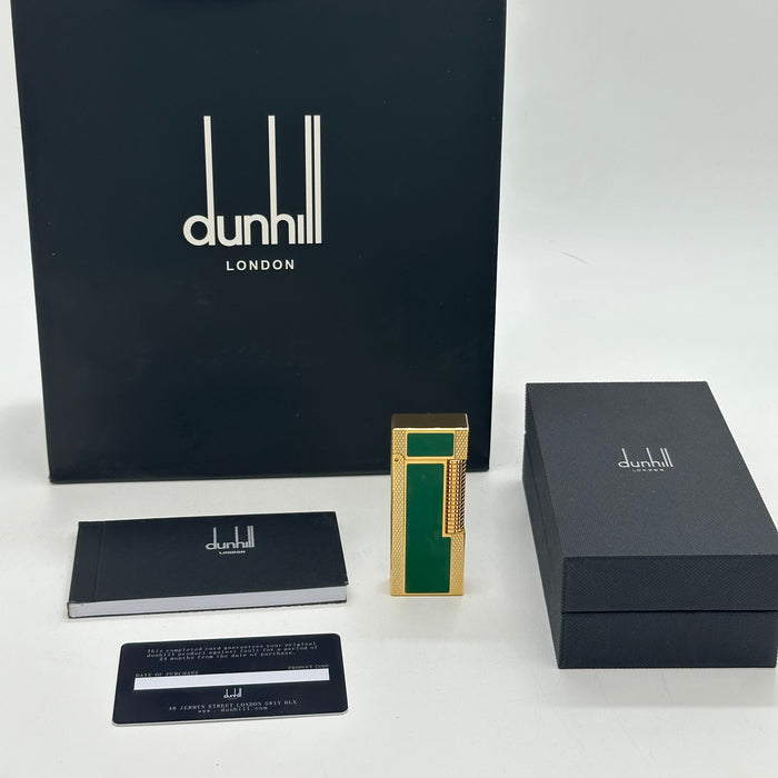 Dunhill Gold & Green Luxury Lighter – Emerald Edition | Swiss Made
