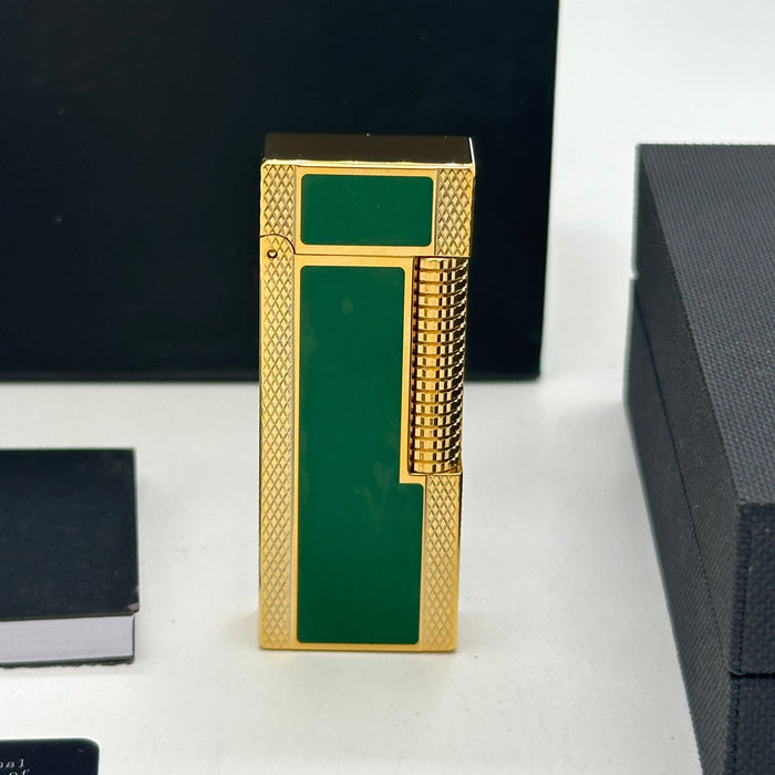 Dunhill Gold & Green Luxury Lighter – Emerald Edition | Swiss Made