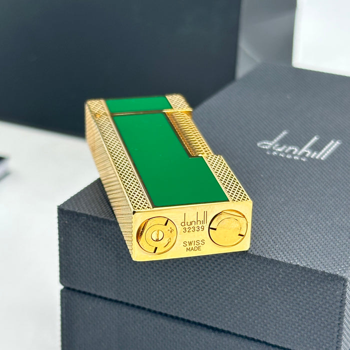 Dunhill Gold & Green Luxury Lighter – Emerald Edition | Swiss Made