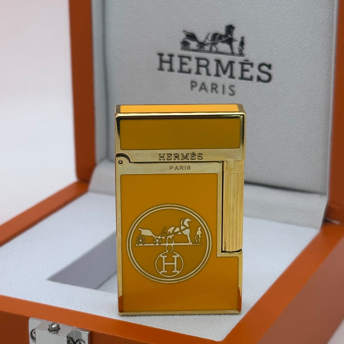 Hermès Style Gold Lighter – Orange Signature Edition | Paris Luxury Piece