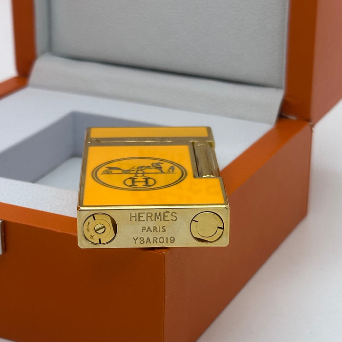 Hermès Style Gold Lighter – Orange Signature Edition | Paris Luxury Piece